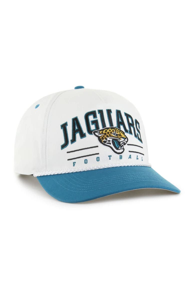 Men's '47 White/Teal Jacksonville Jaguars Roscoe Two-Toned Hitch Adjustable Hat, Alternate, color, White