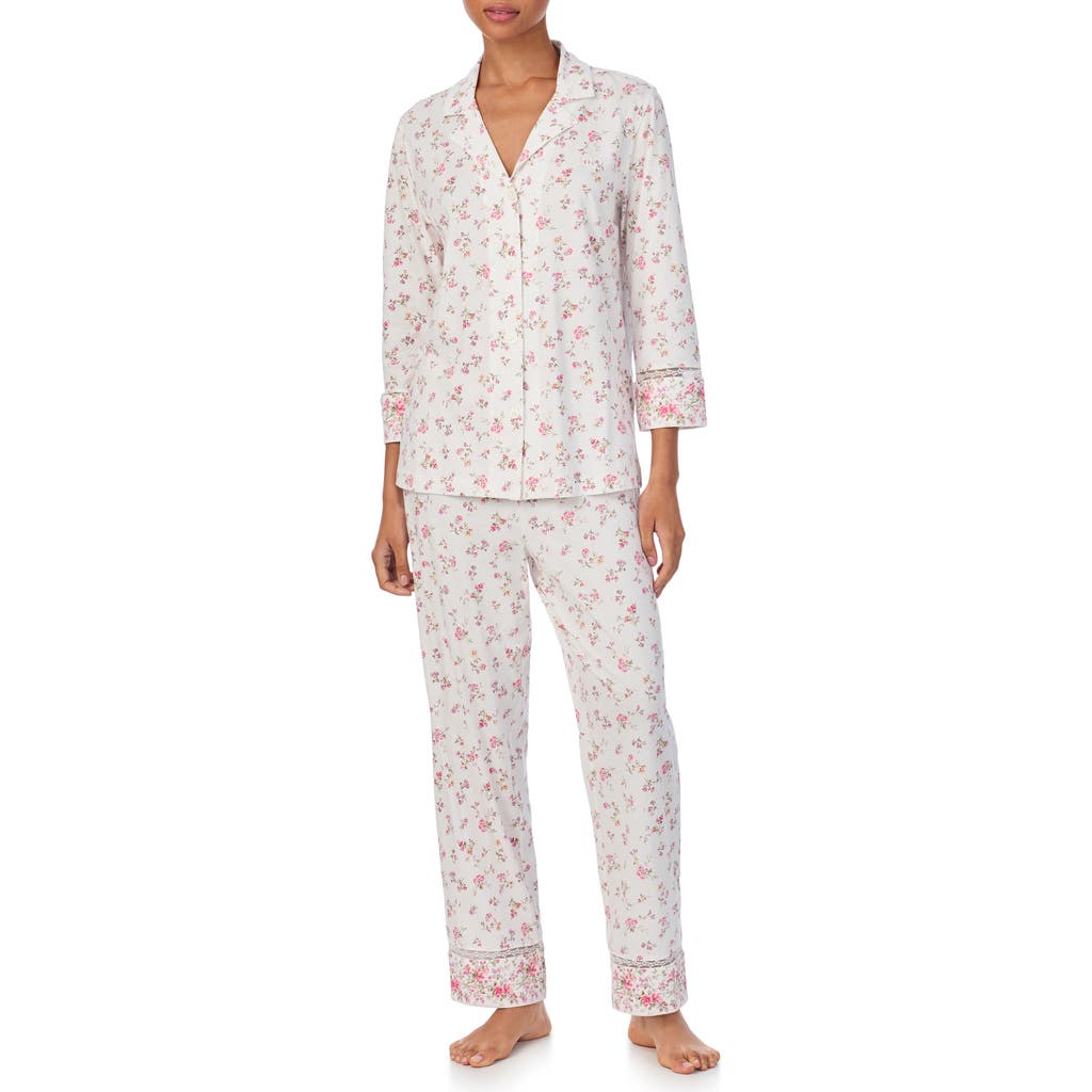 Shop Ralph Lauren Lauren Floral Cotton Pajamas In White Floral