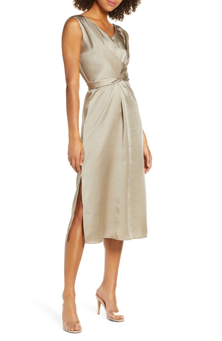 CAARA Reeba Crisscross Satin Dress, Main, color, 