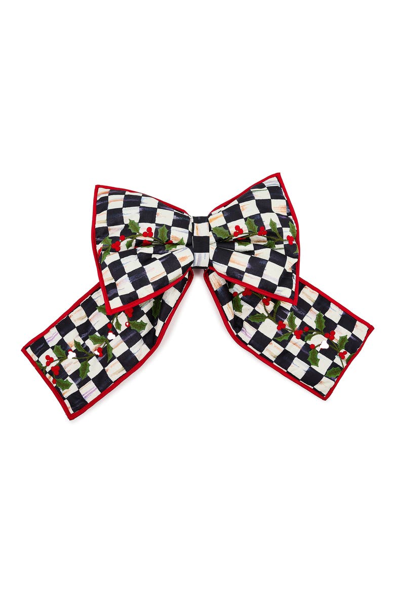 Courtly Check Holly Large Bow, Main, color, BLACK