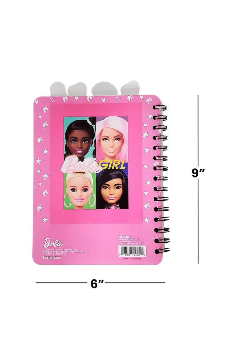 4 Tab Journal ,Barbie, 160 Pages, Fashion Themed Spiral Notebook, 3+, Alternate, color, Multicolored