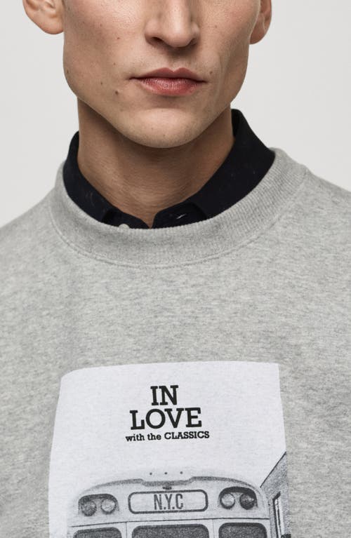 Mango Graphic Sweatshirt In Dark Heather Grey