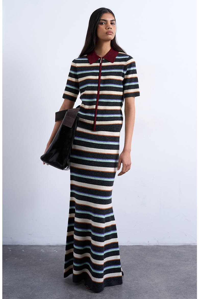 Stripe Zip Rib Polo, Alternate, color, BURGUNDY