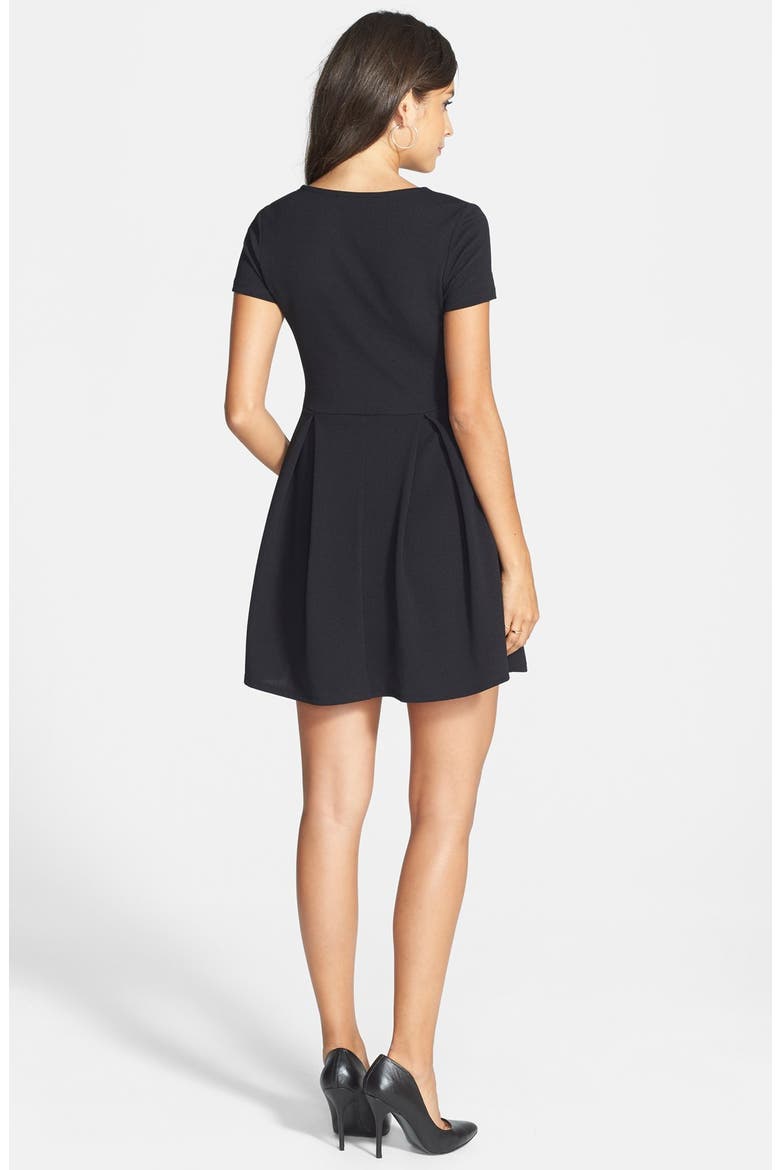 Laser Cut Skater Dress, Alternate, color, BLACK