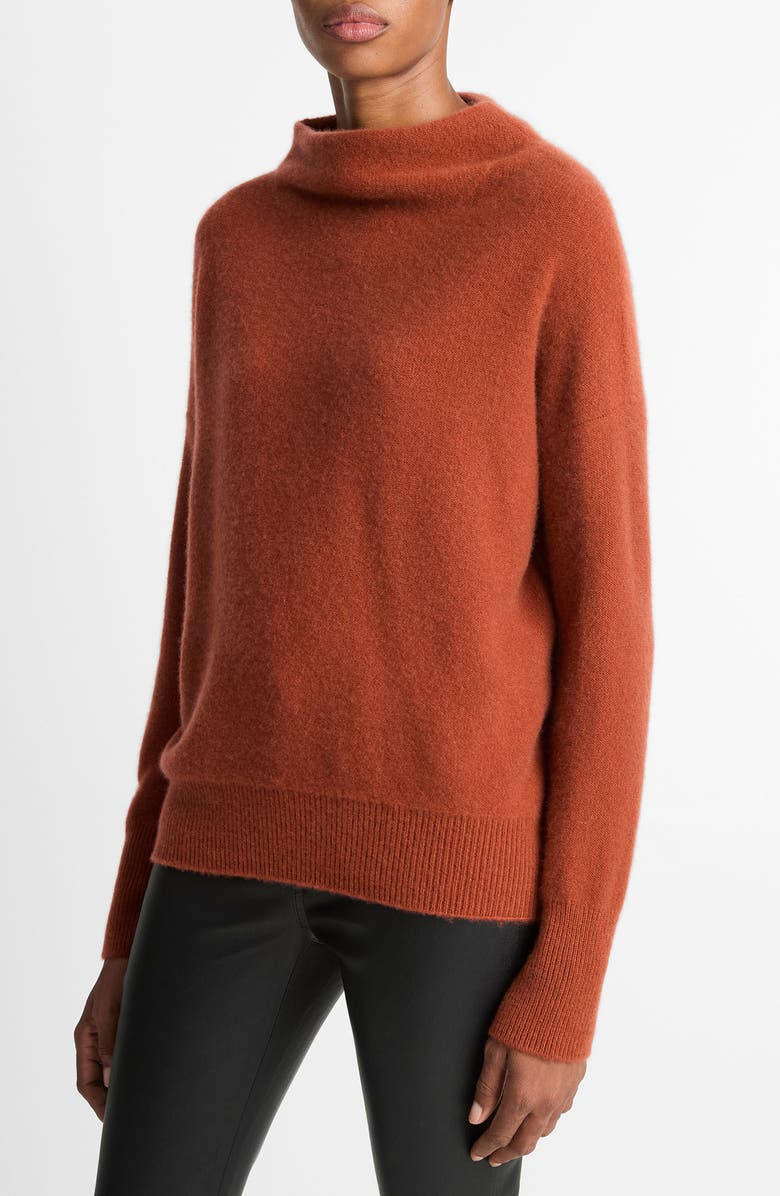 Vince Boiled Cashmere Funnel Neck Pullover, Alternate, color, Tuscan Red