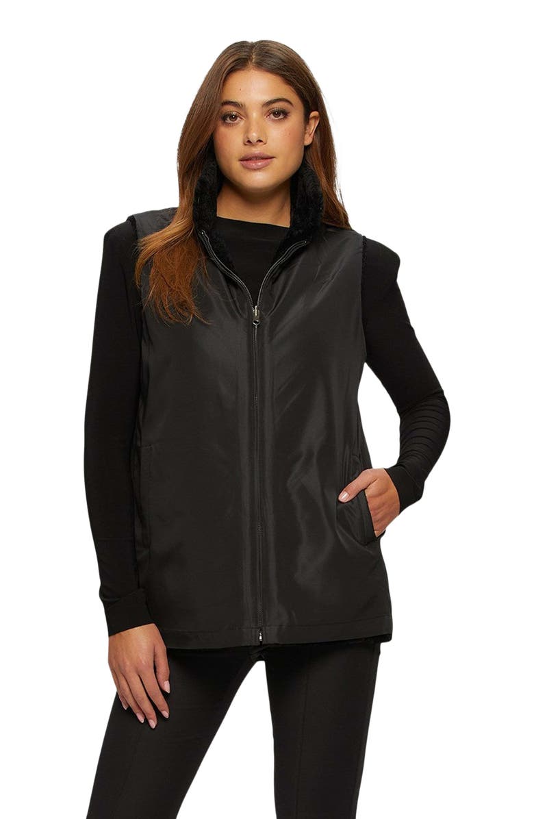 GORSKI Reversible Chevron Genuine Shearling Vest, Alternate, color, Black/Black