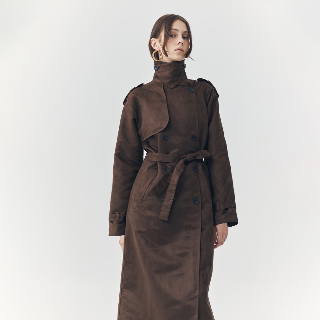 Ats Jett Suede Coat In Brown