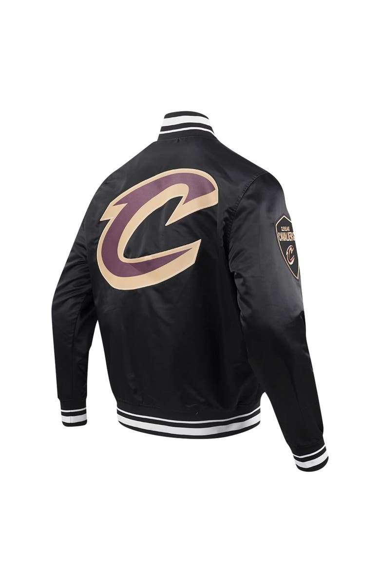PRO STANDARD Men's Pro Standard Black Cleveland Cavaliers Script Tail Full-Snap Satin Varsity Jacket, Alternate, color,