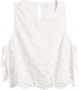 All in Favor Eyelet Embroidered Side Tie Cotton Tank