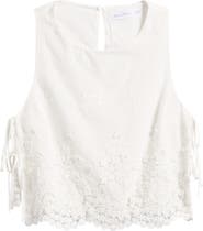 All in Favor Eyelet Embroidered Side Tie Cotton Tank