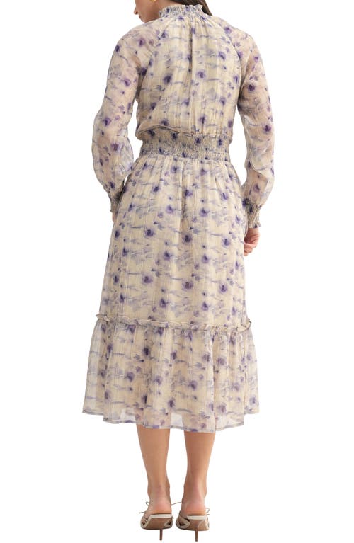 Mila Mae Abstract Print Long Sleeve Midi Dress