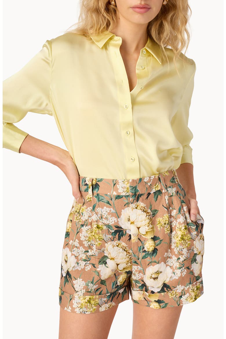 Crosby Silk Charmeuse Button-Up Shirt, Main, color, BUTTERCUP