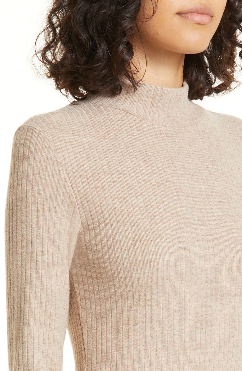 Vince Rib Mock Neck Long Sleeve Knit Dress, Alternate, color,