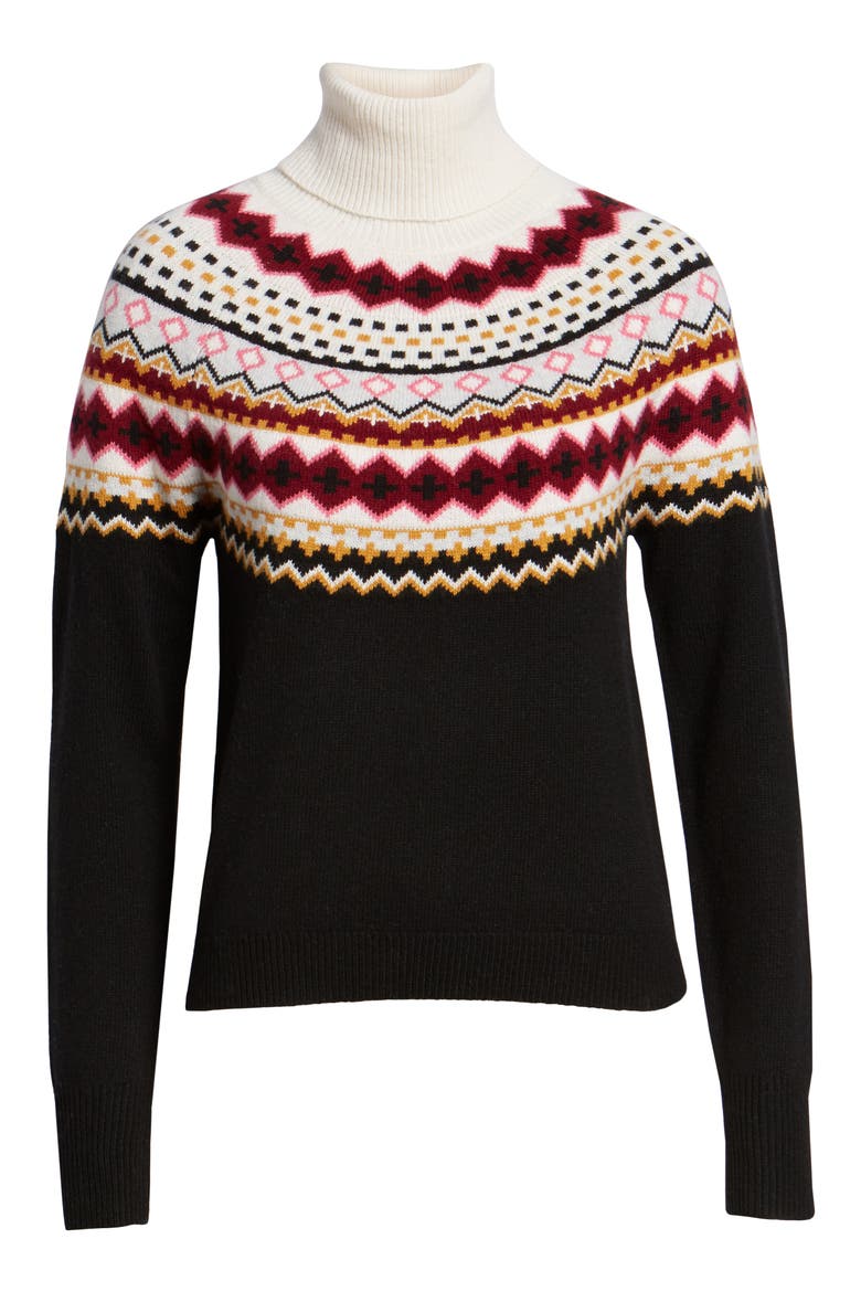 Fair Isle Turtleneck Sweater, Alternate, color, BLACK MULTI ESTATE FAIRISLE