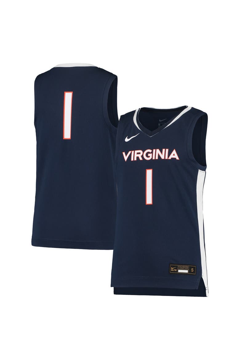 Youth Nike #1 Navy Virginia Cavaliers Team Replica Basketball Jersey, Main, color, Navy