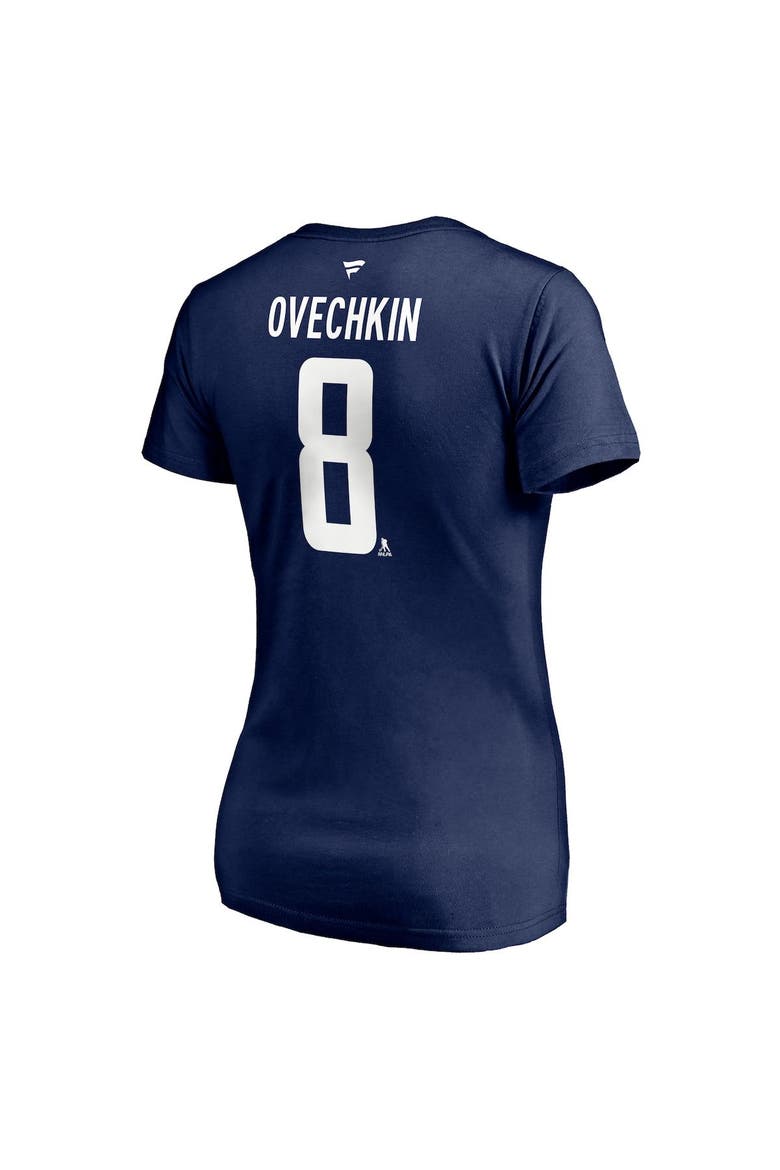 Women's Fanatics Branded Alexander Ovechkin Navy Washington Capitals 2020/21 Alternate Authentic Stack Name & Number V-Neck T-Shirt, Alternate, color, Navy