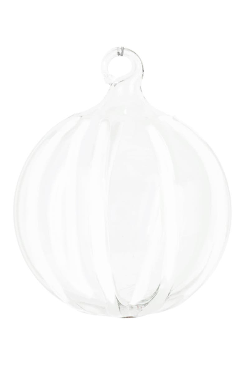 Nuovo Stripe Glass Ornament, Main, color, WHITE
