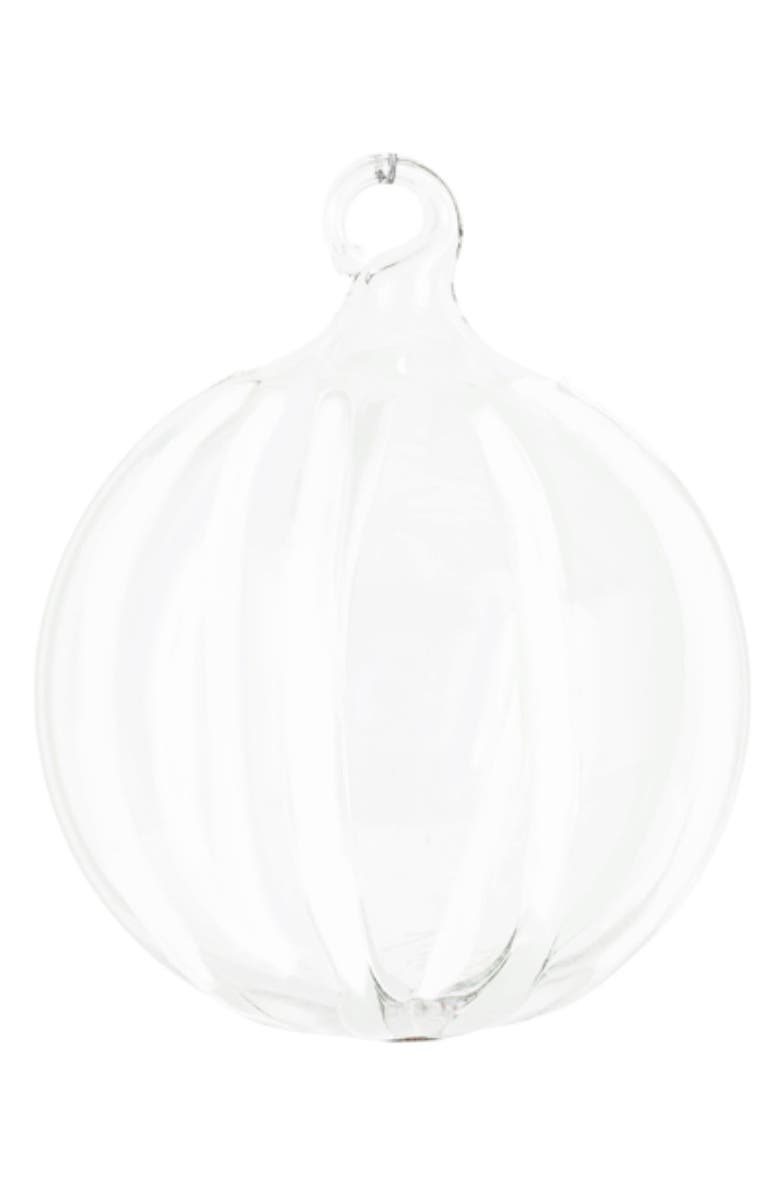 VIETRI Nuovo Stripe Glass Ornament, Main, color, White