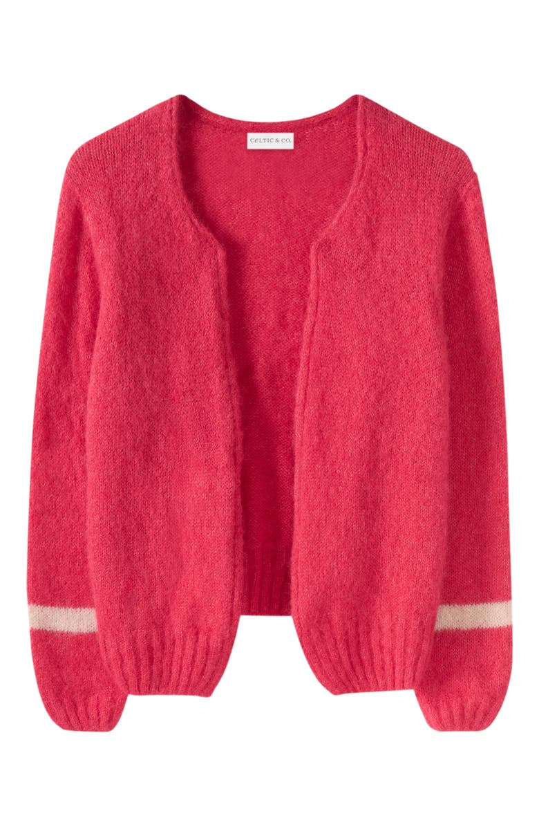 Celtic & Co. ALPACA COTTON SLOUCH CARDIGAN, Alternate, color, Raspberry / Oatmeal