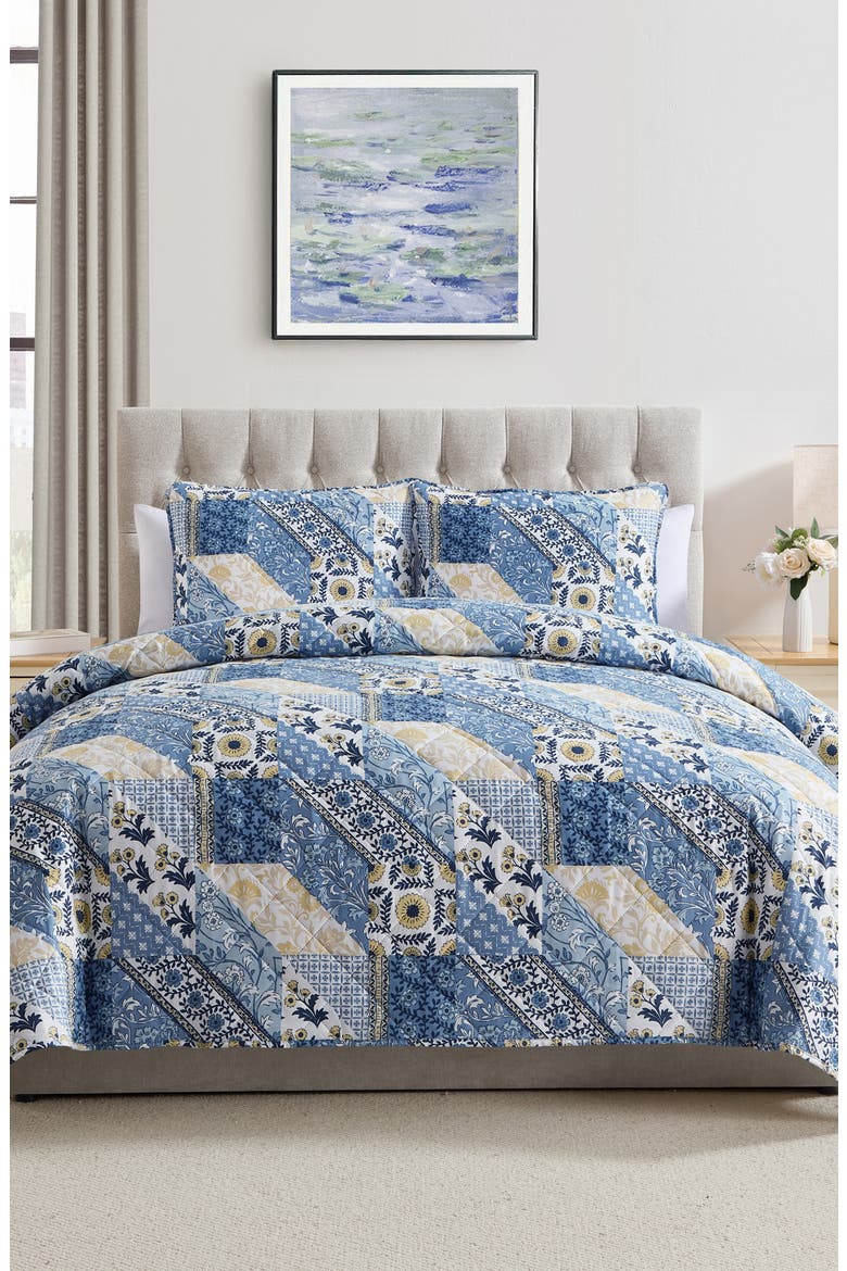 Joel 3-Piece Quilt Set, Alternate, color, BLUE/ YELLOW