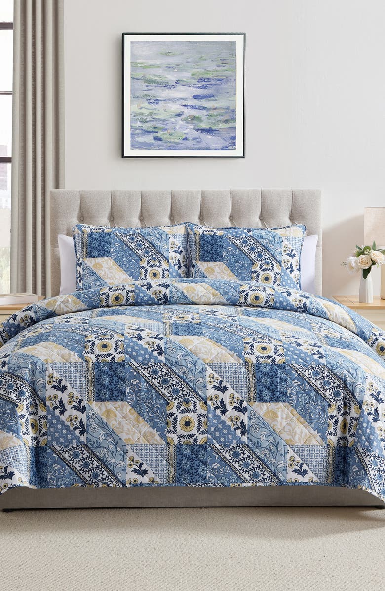 VCNY HOME Joel 3-Piece Quilt Set, Alternate, color, Blue/ Yellow