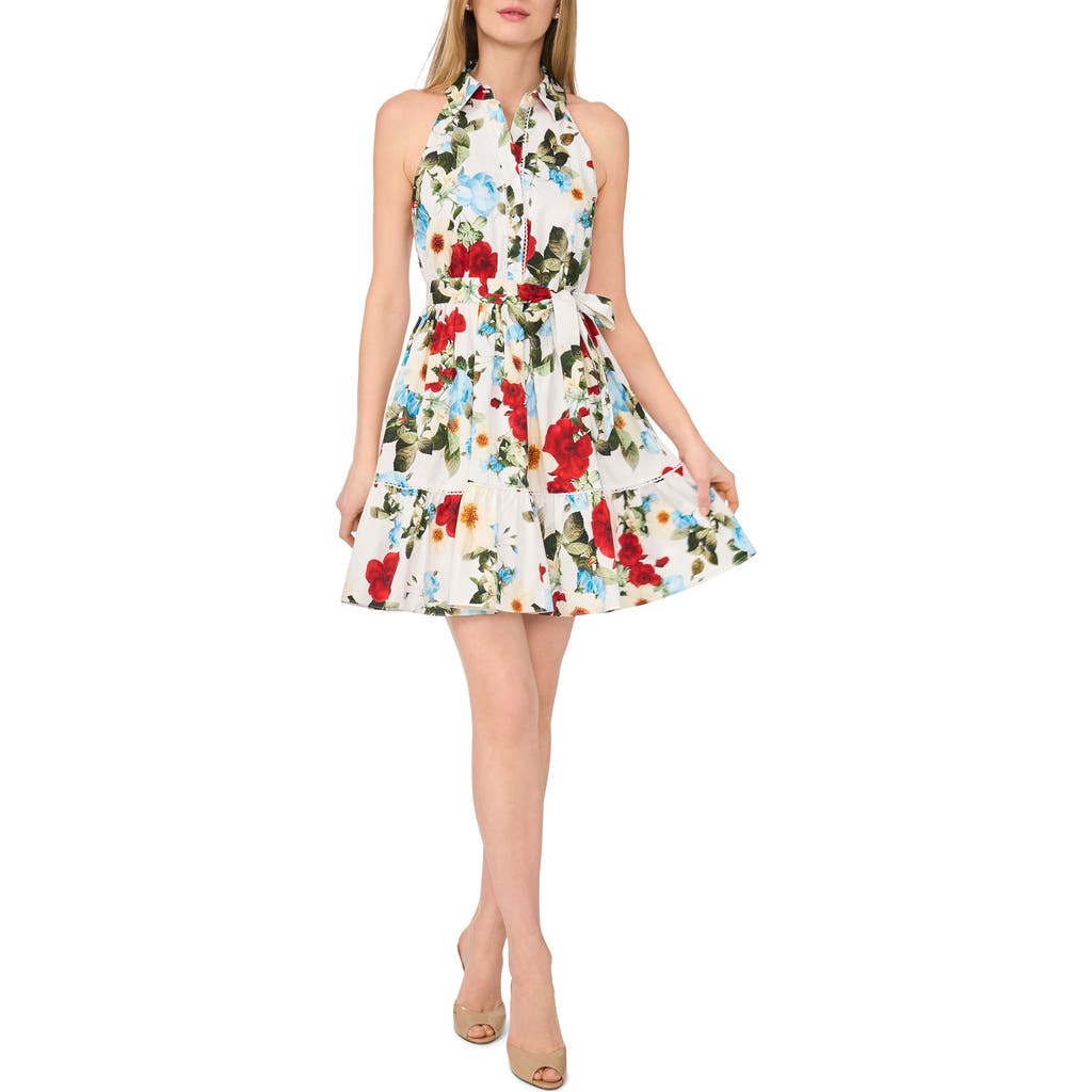 Ted Baker Floral Sleeveless Cotton Fit & Flare Shirtdress in Ultra White at Nordstrom Rack, Size Large