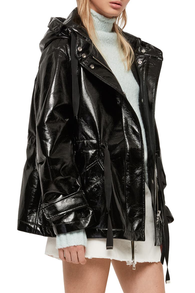 Kelsey Nya Faux Leather Jacket, Alternate, color, SHINY BLACK