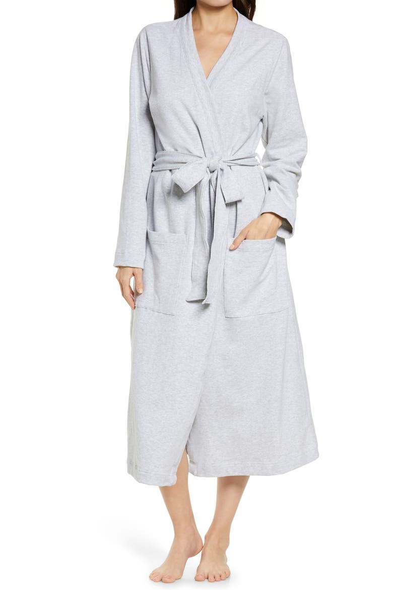 Women's Ultrasoft French Terry Wrap Robe, Main, color, LIGHT GRAY HEATHER