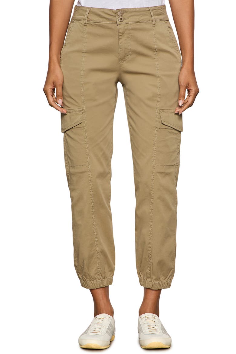 Rebel Crop Stretch Cotton Cargo Pants, Main, color, COVERT GREEN