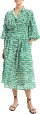 MAX STUDIO Balloon Sleeve Midi Shirtdress