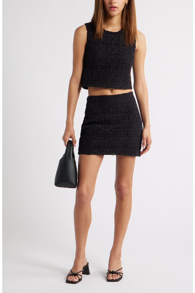 Textured Knit Miniskirt, Alternate, color, BLACK