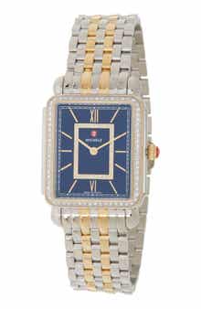 MICHELE Women's Deco Two-Tone Diamond Embellished Bracelet Watch, 20mm x 43mm - 0.52 ctw