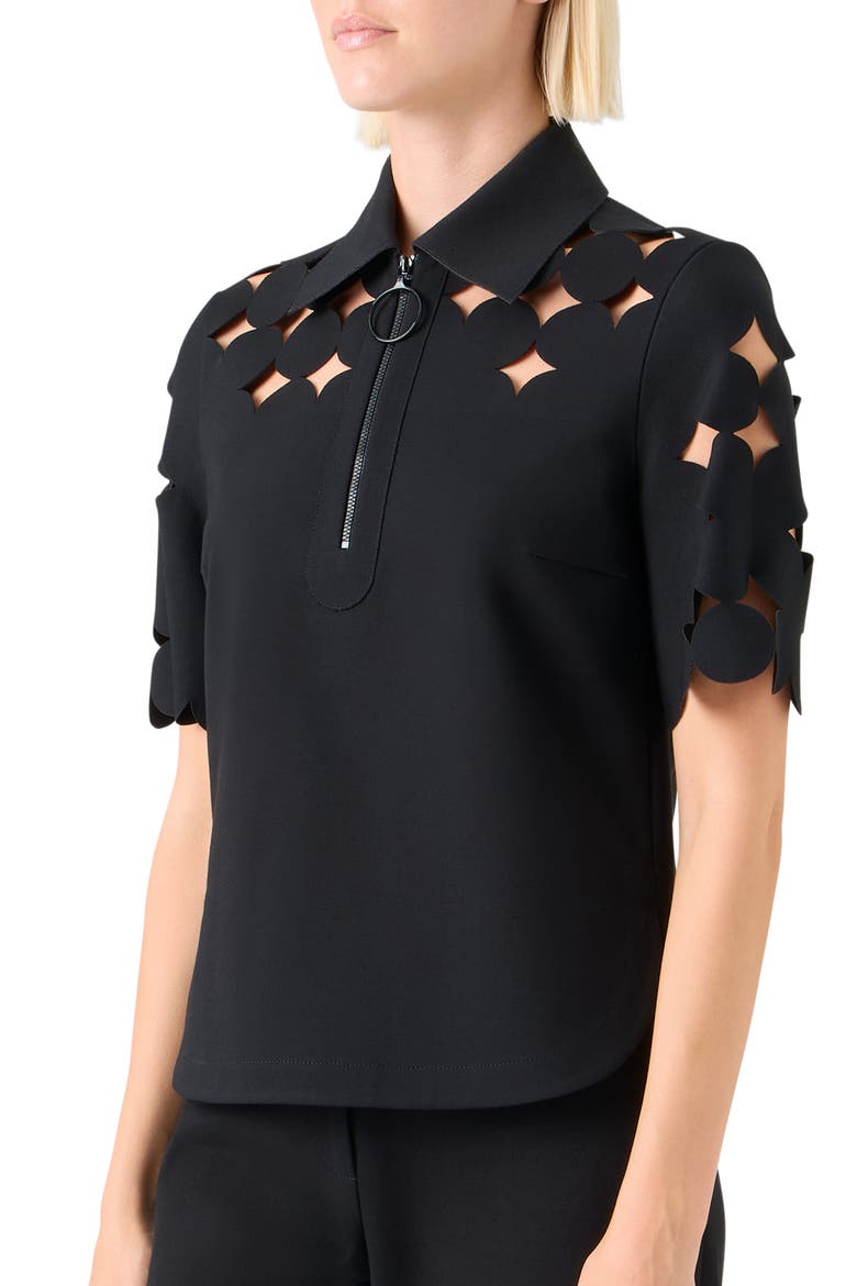 Dot Cutout Top, Alternate, color, BLACK