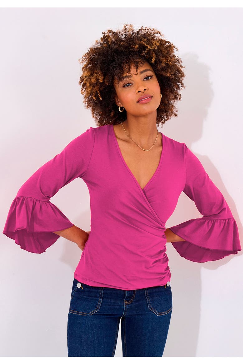 Stretch Knit Bell Sleeve Top, Main, color, HOT PINK
