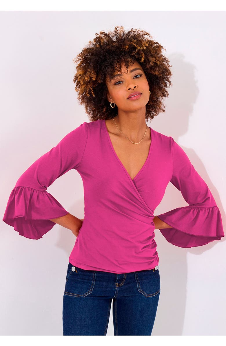 Joe Browns Stretch Knit Bell Sleeve Top, Main, color, Hot Pink