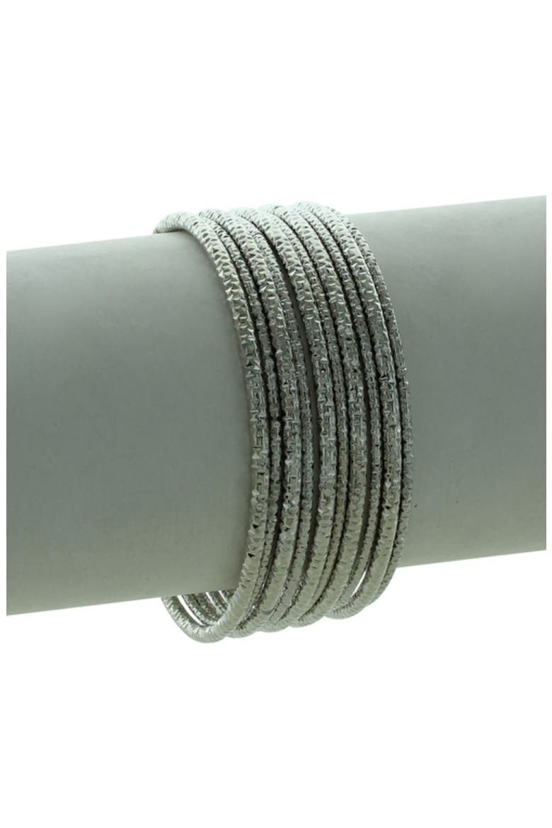 Inaya Set of 10 Bangle Bracelets, Alternate, color, SILVER
