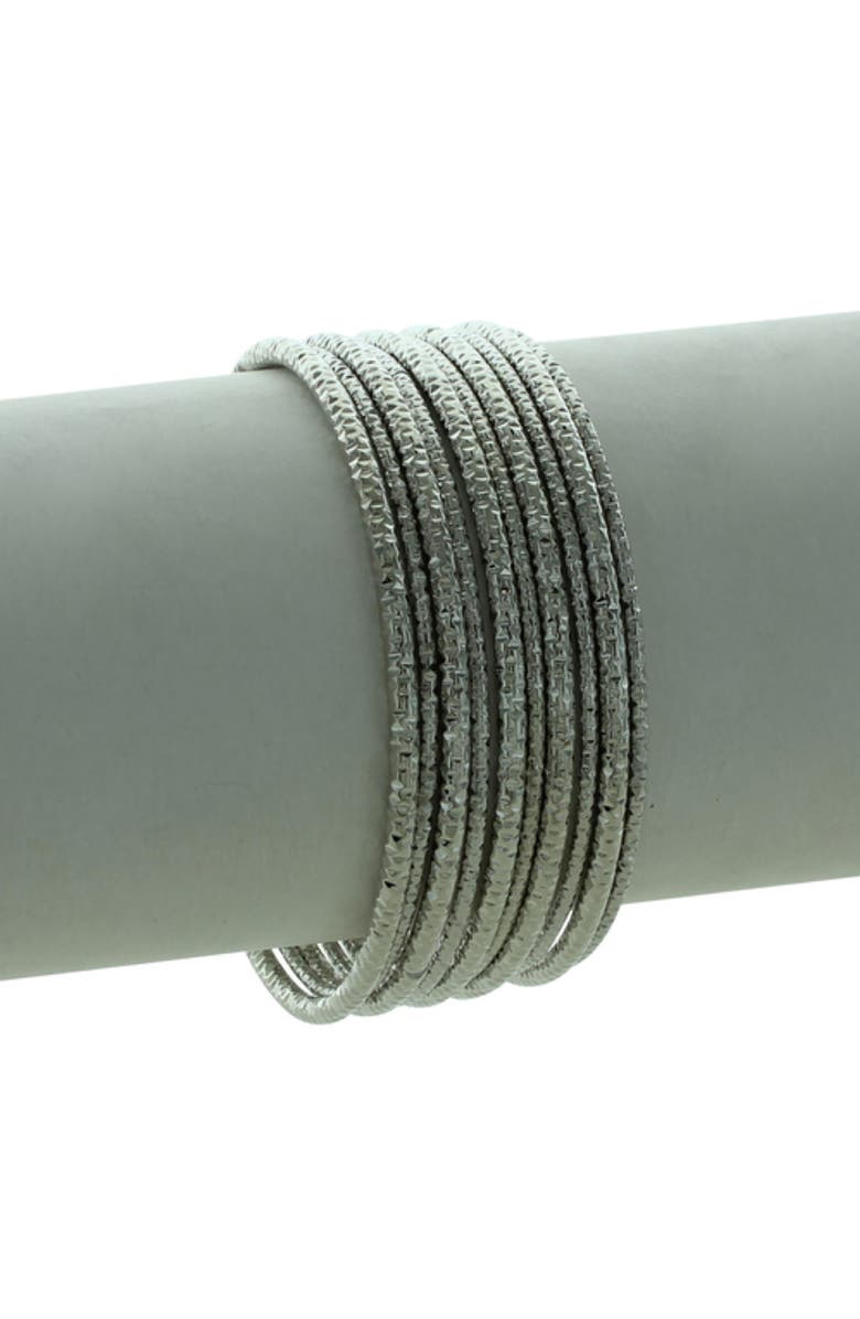 OLIVIA WELLES Inaya Set of 10 Bangle Bracelets, Alternate, color, Silver