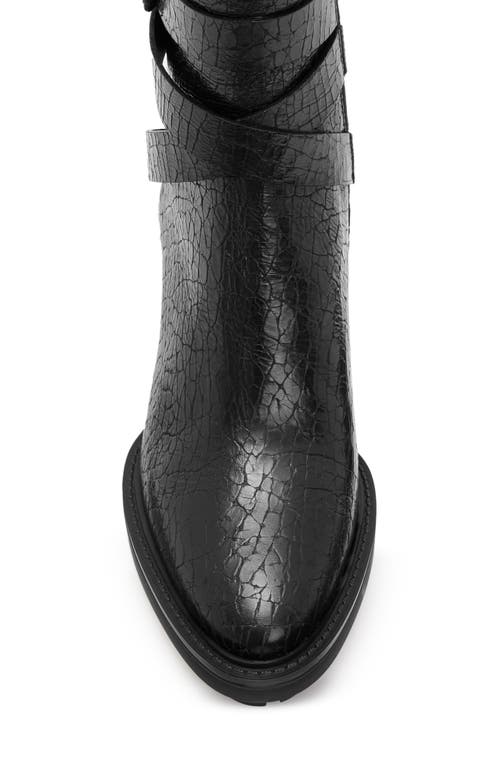 Allsaints Havana Croc Embossed Boot In Black
