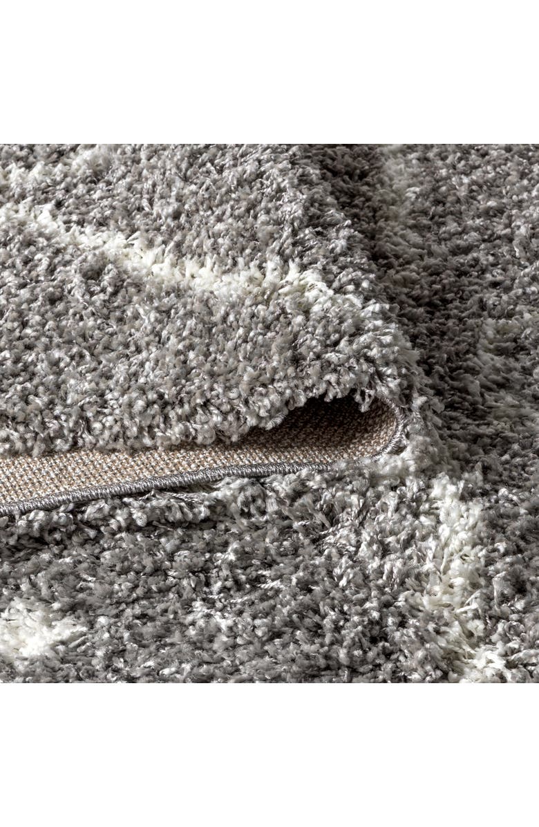 JONATHAN Y Mercer Shag Plush Tassel Moroccan Diamond Denim Area Rug, Alternate, color, Gray/Cream