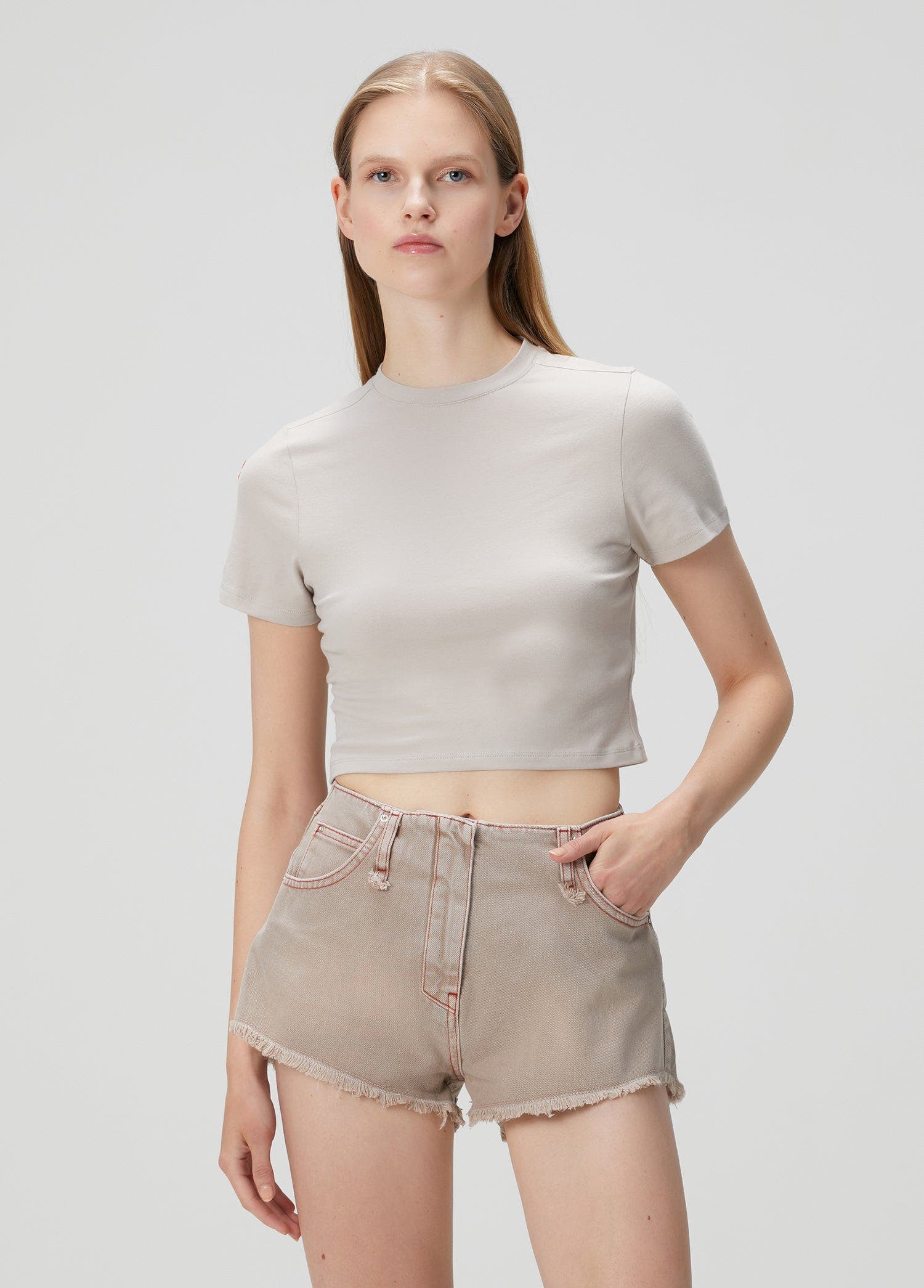Cotton Slim Fit Crop Tee - image 4