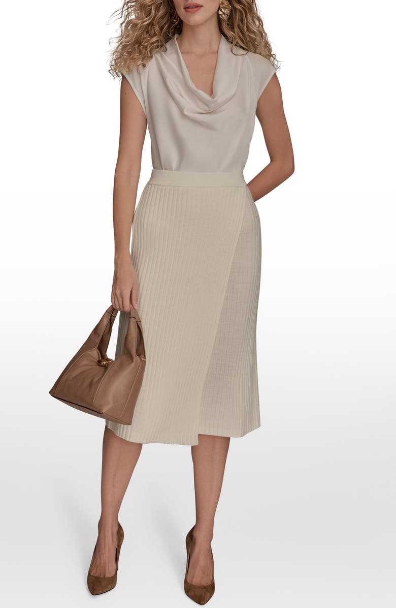 Donna Karan New York Wrap Rib Midi Sweater Skirt, Alternate, color, Ivory
