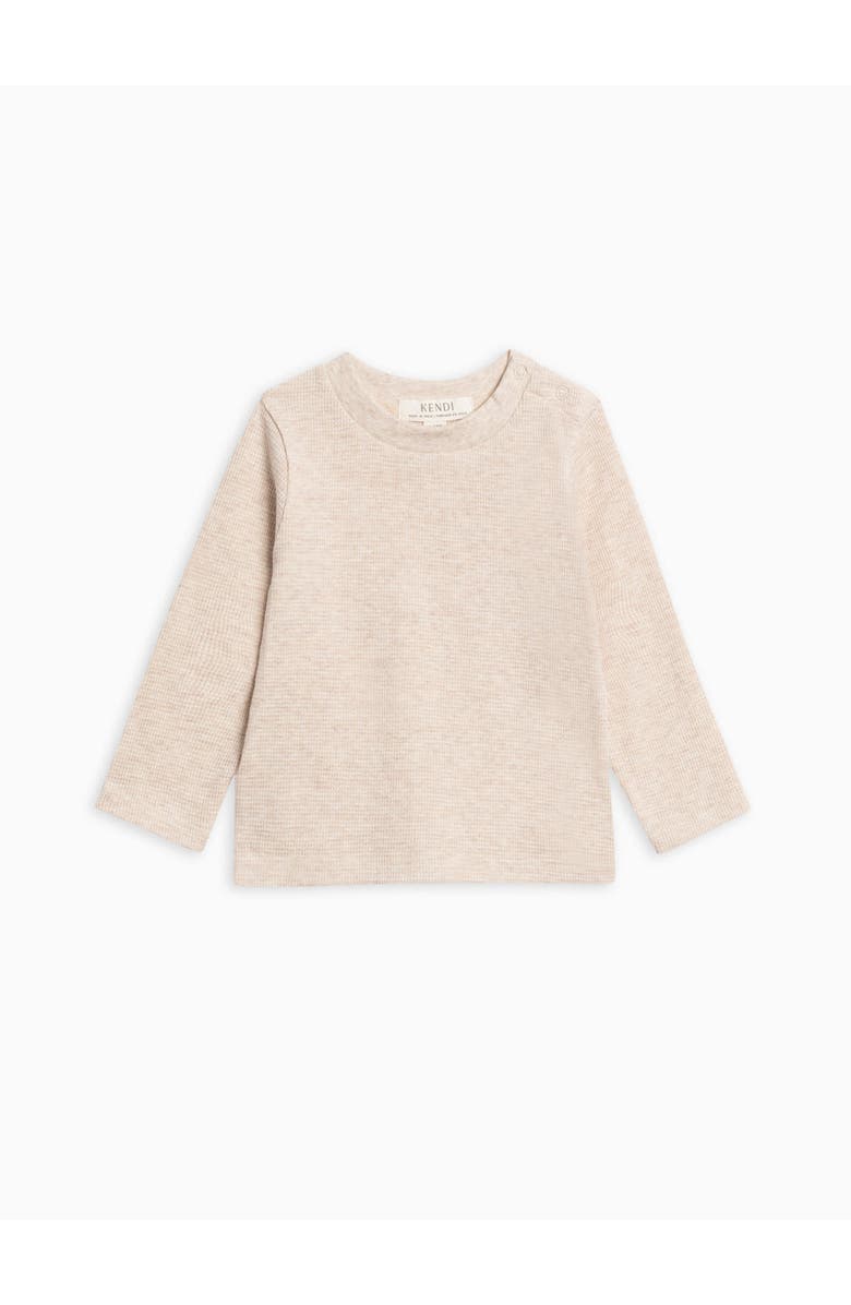 Kendi Mesa Waffle Knit Long Sleeve Top, Alternate, color, Heather Oat