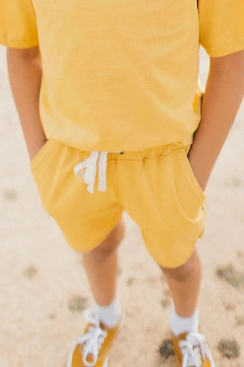 Kids' Ollie Organic Cotton Jersey Shorts, Alternate, color, Ochre