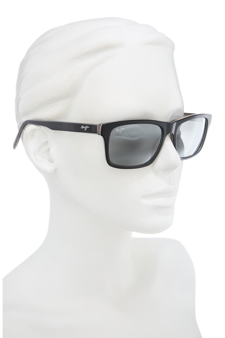 Waipio Valley 56.5mm Polarized Square Sunglasses, Alternate, color, BLACK BLACK GREY