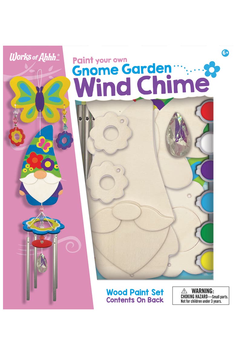 Gnome Garden Wind Chime Wood Craft Kit, Main, color, Multicolor