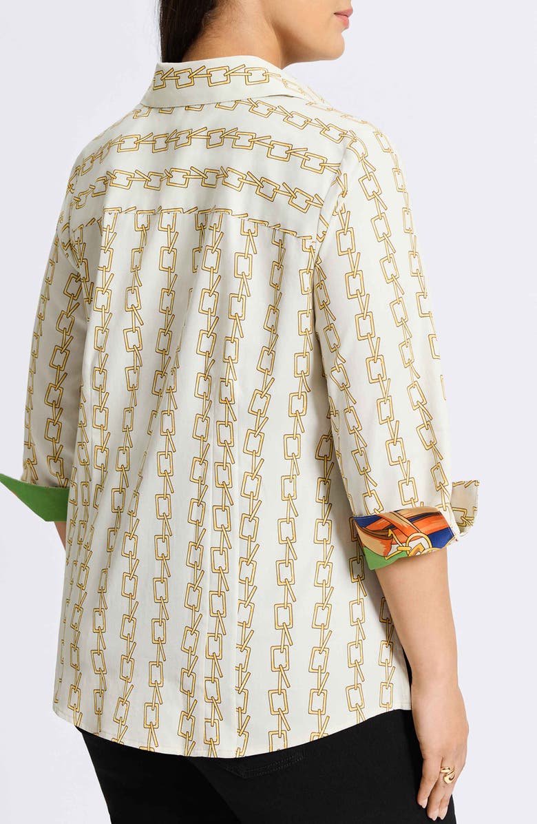 Foxcroft Taylor Chain Stripe Cotton Button-Up Shirt, Alternate, color, 