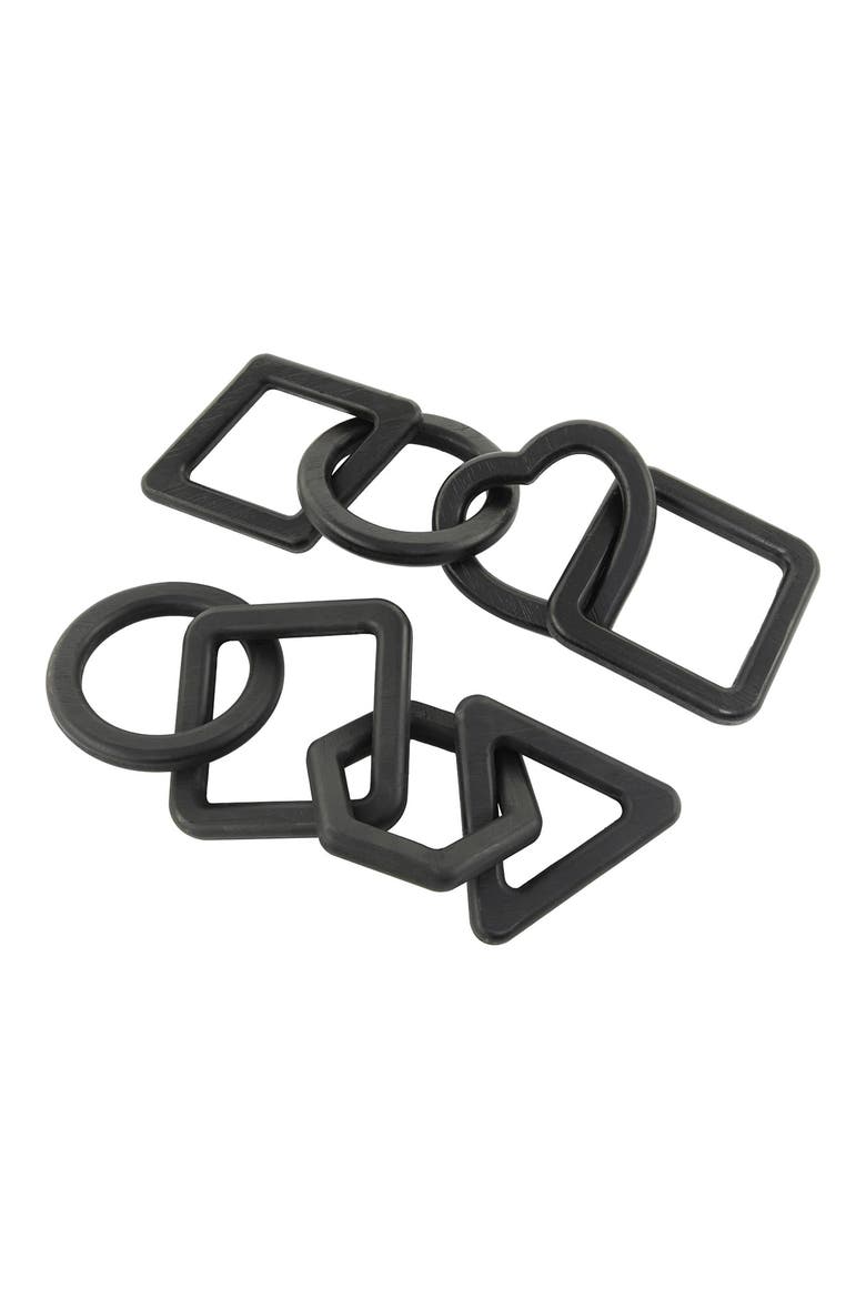 Set of 2 Chain Link Sculptures, Alternate, color, BLACK