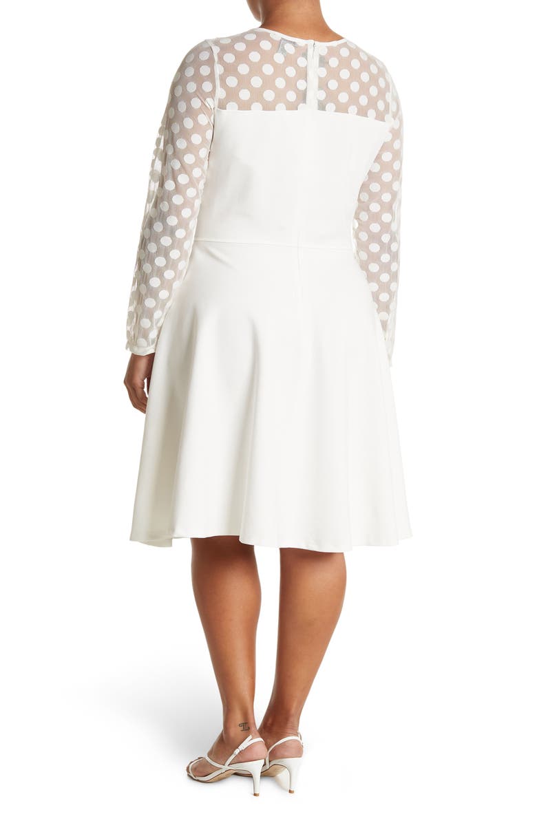 Love By Design Stella Long Sleeve Dot Mesh Minidress, Alternate, color, Cream