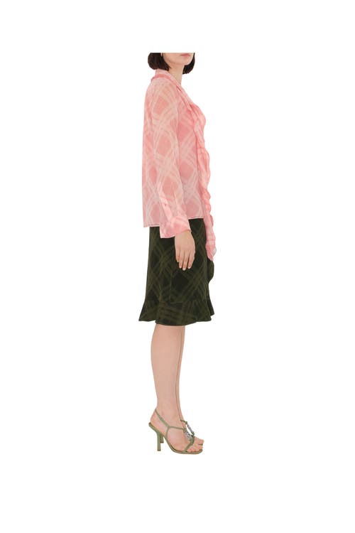 Burberry Check Silk Wrap Skirt In Green