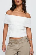 Princess Polly Murmur Foldover Off the Shoulder Rib Top